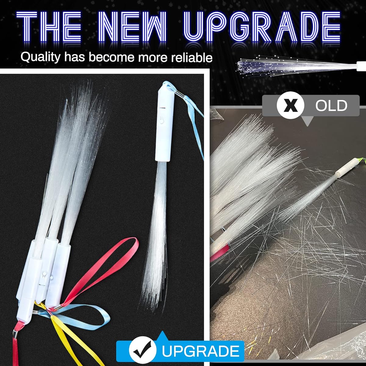 White Fiber Optic Wands Glow Sticks LED Light Up Wedding Wands 3 Light Modes Long Flashing Sparklers for Birthday Wedding Bridal Shower Glow in the Dark Party Favors (400 Pieces)
