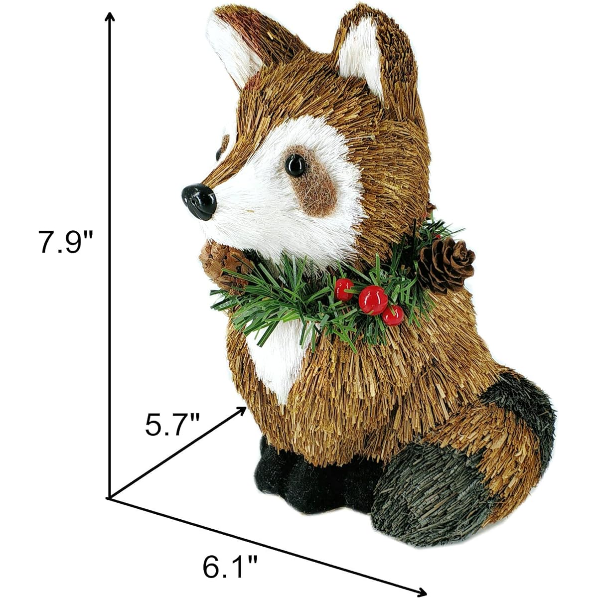 Nature Vibe Christmas Sisal Raccoon Decorations Natural Wood Animals Christmas Table Decorations Straw Realistic Woodland Animals Christmas Decorations for Festival Party Supplies Gifts