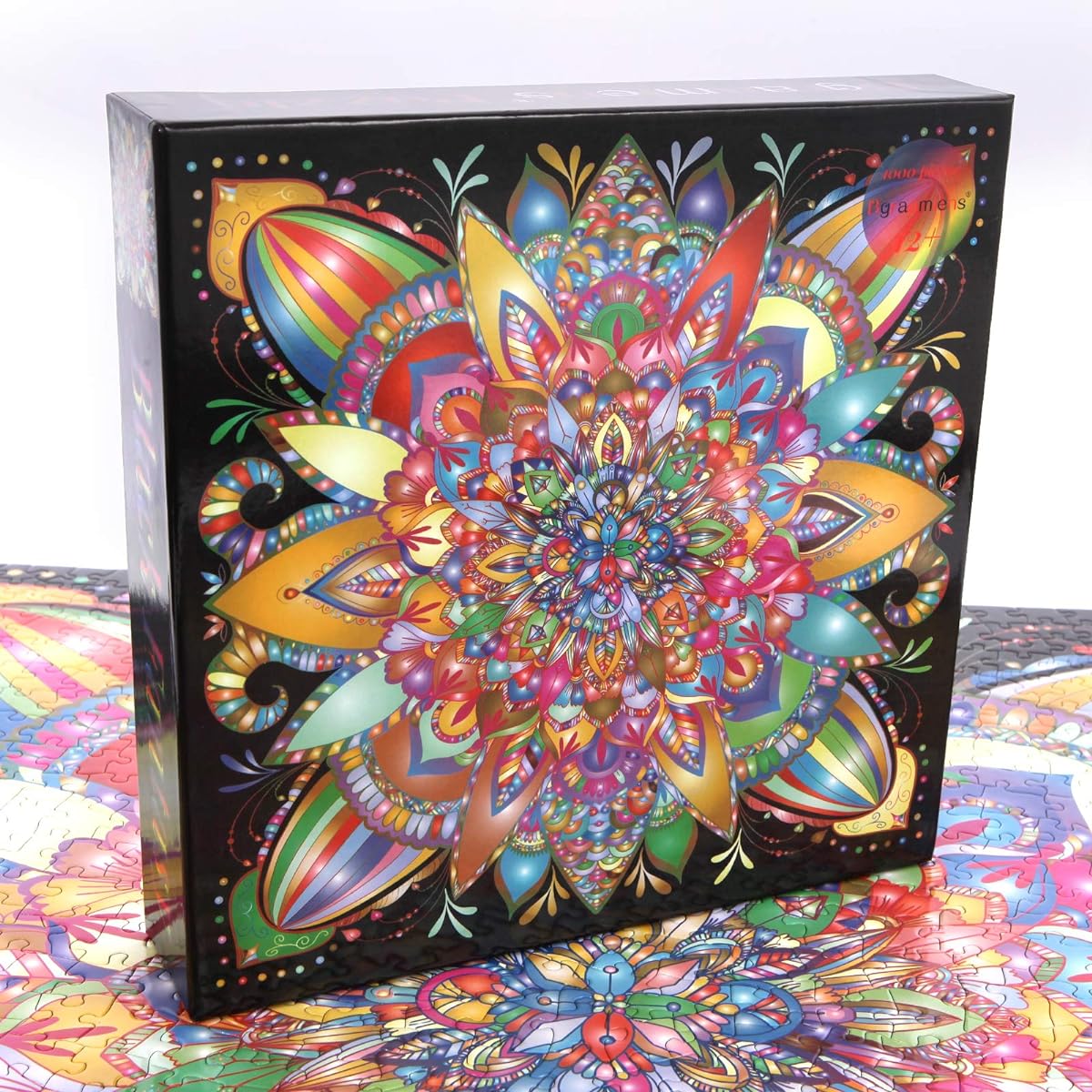 Bgraamiens Puzzle Black Fantasy 1000 Piece Creative Colorful Mandala Jigsaw Puzzle Color Challenge Puzzle