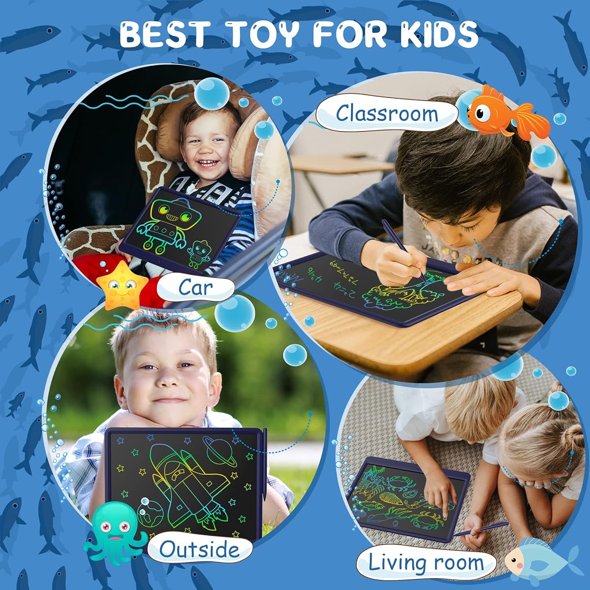 LCD Writing Tablet for Kids, 12.5 Inch Colorful Doodle Board, Kids Drawing Tablet, Erasable Writing Pad with 2 Pens, Learning Gifts, Creative Toys for 3-10 Year Old Girls Boys Toddlers