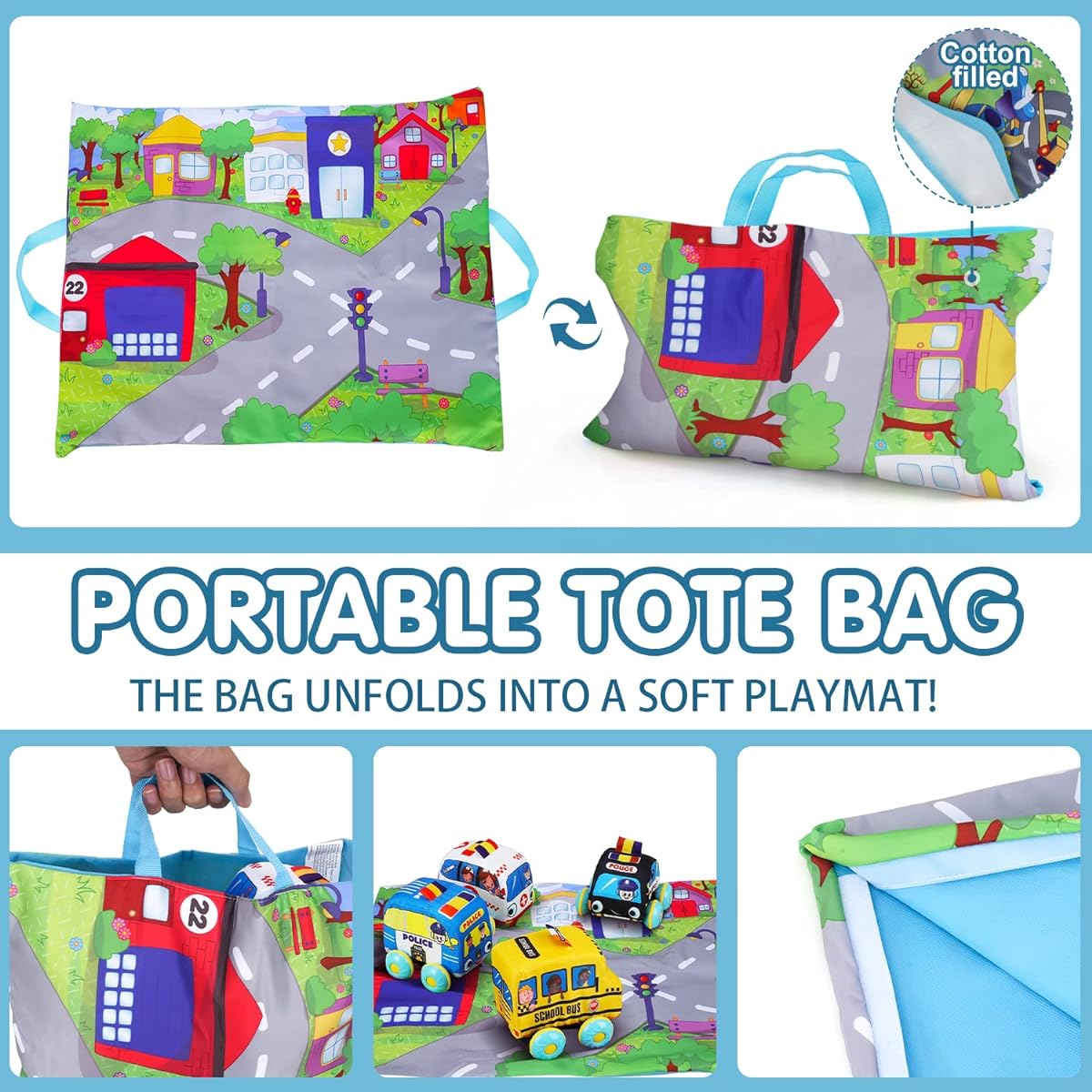 TOY Life Pull Back Cars for Toddlers 1-3 with Map Baby Boys Toys Pull Back Cars for 2 Year Old Boys Soft Toy Cars Toddler Toys Soft Plush Toys