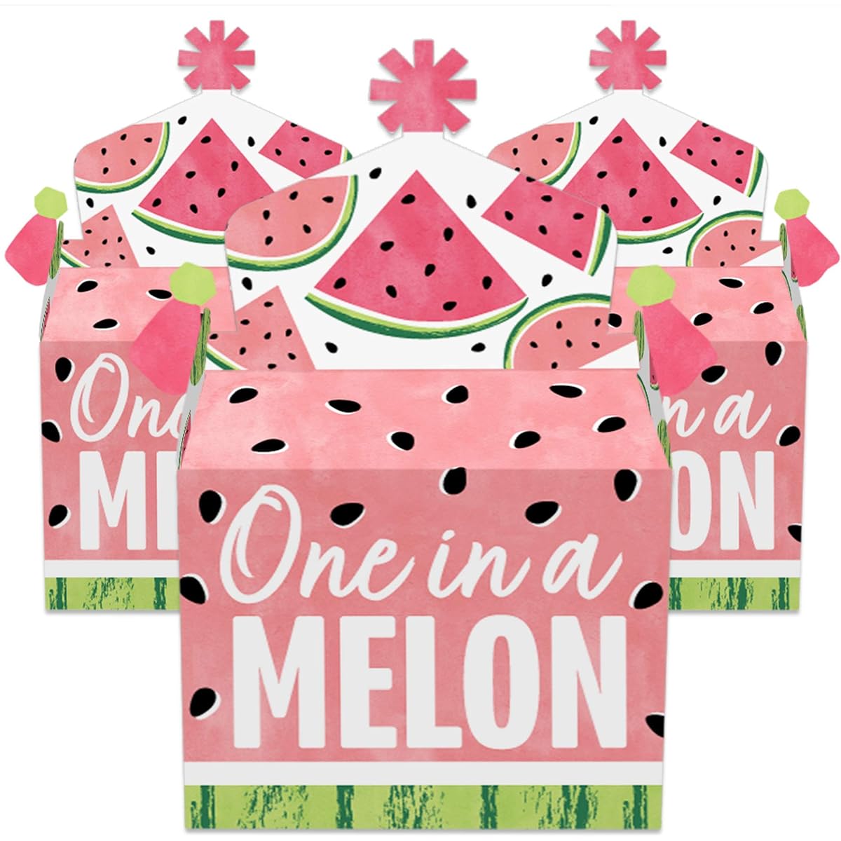 Big Dot of Happiness Sweet Watermelon - Sweets Box Party Favors - Fruit Party Goodie Gable Box - Set of 12