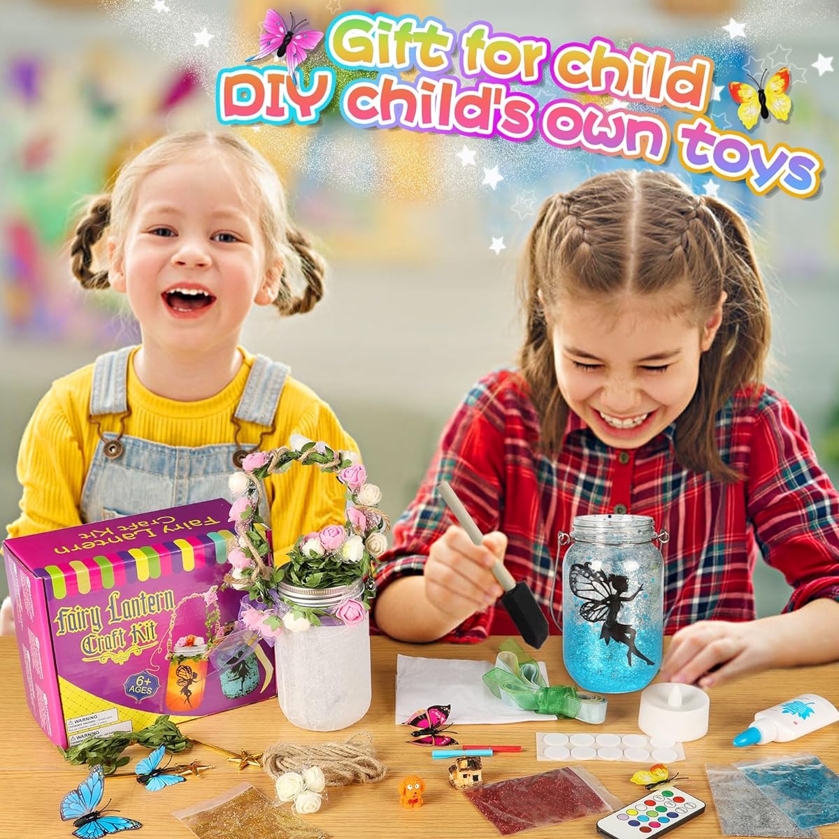 Alritz Fairy Lantern Craft Kit - Kids Girls - Remote Control Mason Jar Night Light - DIY Garden Father's Day Decorations Art Projects, Creative Activities for Birthday Parties and Schools