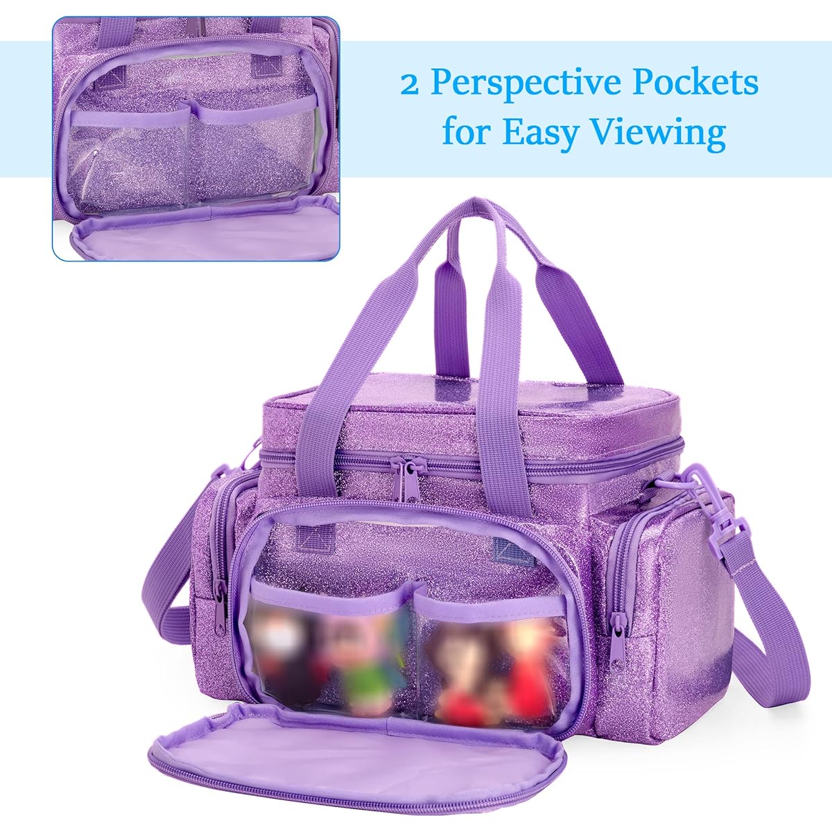 LoDrid Carry Case Tonie Compatible Storage Bag Organizer for Audio Player Set with Handle and Shoulder Strap for Kids, Purple, Bag Only (Patent Pending)