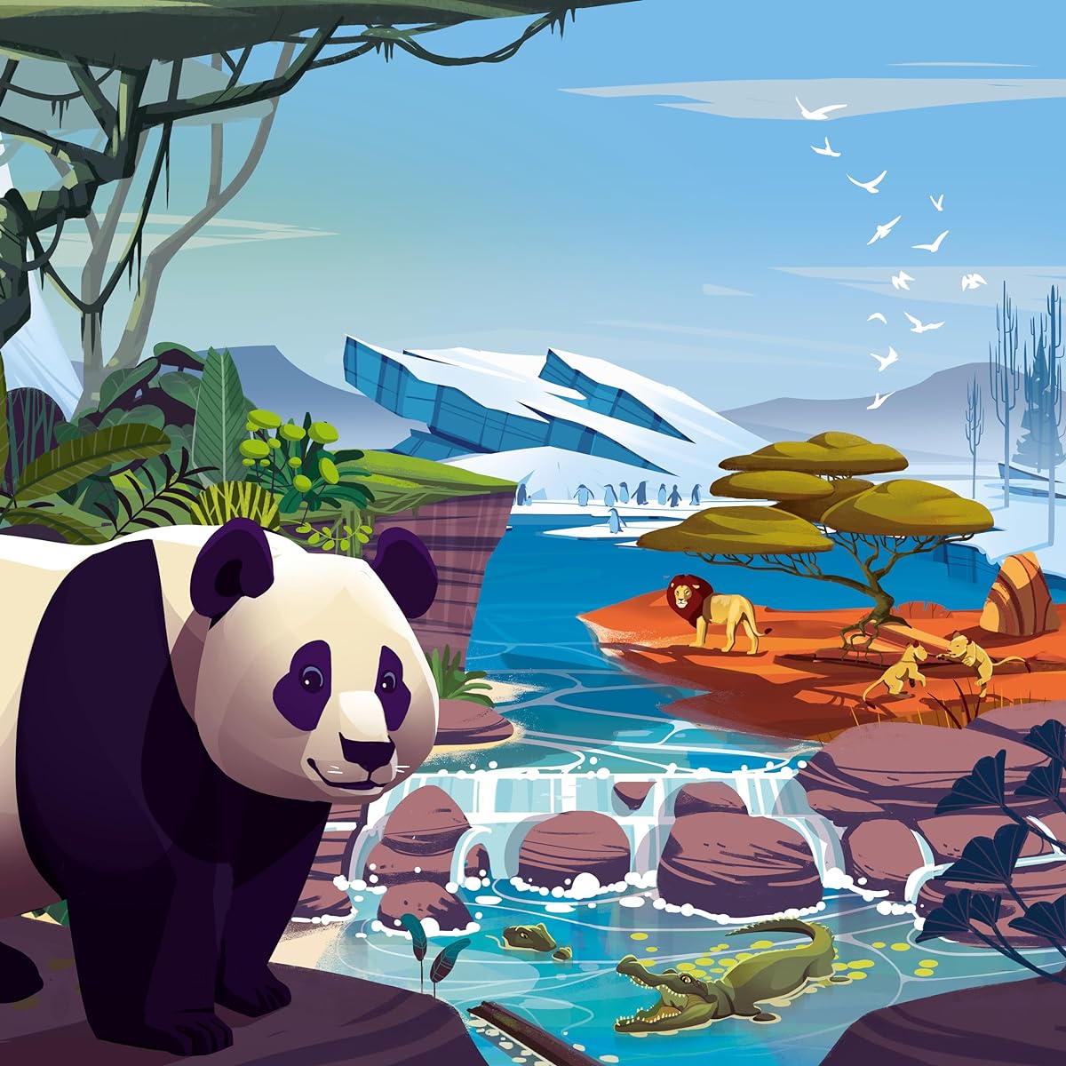 Nimalia Board Game - Design an Animal Sanctuary and Compete to Win! A fun strategy game for kids and adults Ages 10+ 2-4 players 25-30 minute playtime By Lucky Duck Games
