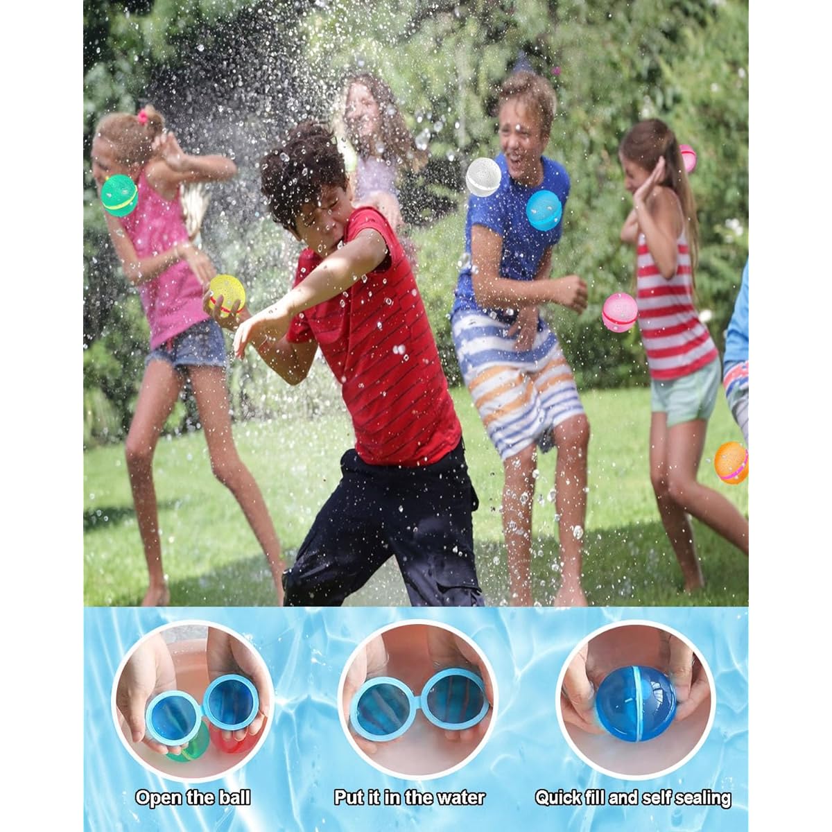 Reusable Water Balloons for Kids Beach Pool Water Play Toys for Boys Girls Outdoor Summer Toys for Kids Ages 3-12