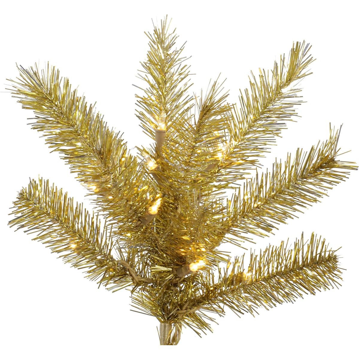 Vickerman Gold/Silver Tinsel Artificial Christmas Tree with 700 Clear Mini Lights, 7.5' x 48" Gold/Silver