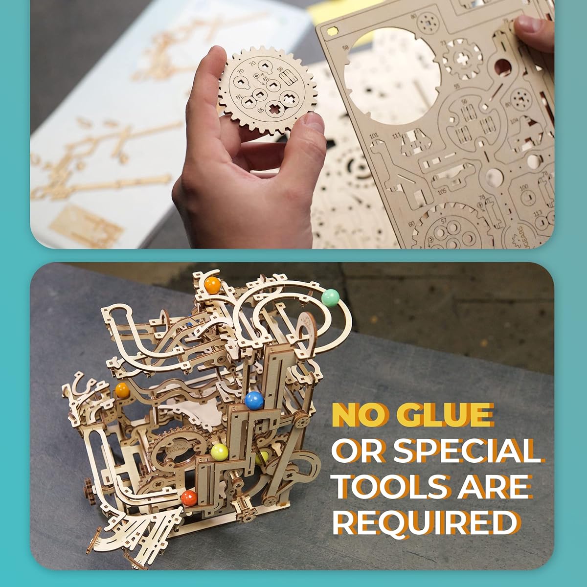 UGEARS Marble Lantiard Hoist 3D Wooden Puzzle for Adults - 3D Puzzle Gravity Maze - Mechanical Model Kit - Self-Assembly - 3D Wood Model Kit - Educational Model DIY