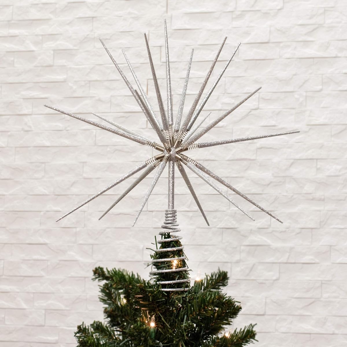 Roman 133173 Silverburst Tree Topper with Spikes on Springs 15"