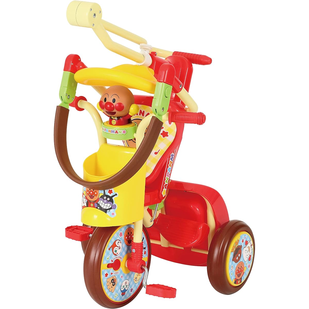Joypalette Anpanman Tricycle Anpanman All-in-One UP3 0213 Kajikiri Push Bar Foldable Compact Free Pedal 1.5 Years Old and Up