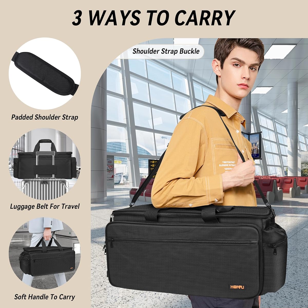 Homfu DJ Gear Gig Bag Large Capacity DJ Cable File Bag with Multifunctional Pocket and Removable Padded Bottom Travel Gig Bag for Cord Sound Equipment DJ Gear Outdoor