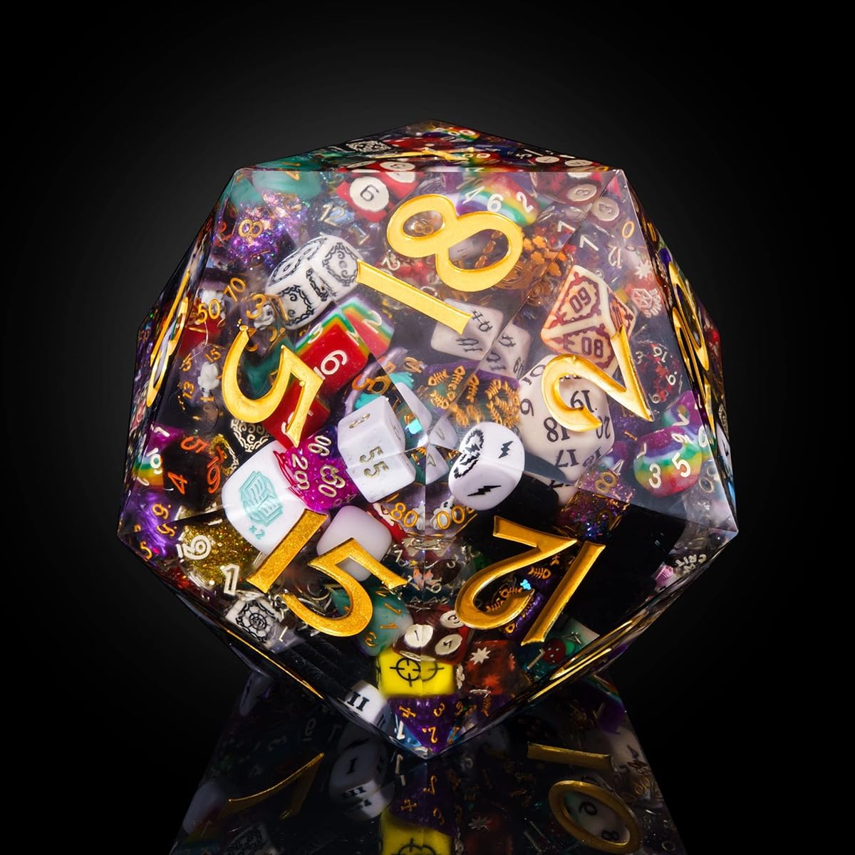 UDIXI Giant D20 Dice 160mm with Sharp Edges and Hundreds of Dice Large DND Dice for Dungeons and Dragons Handmade D&D Dice Ornaments for Home Decoration