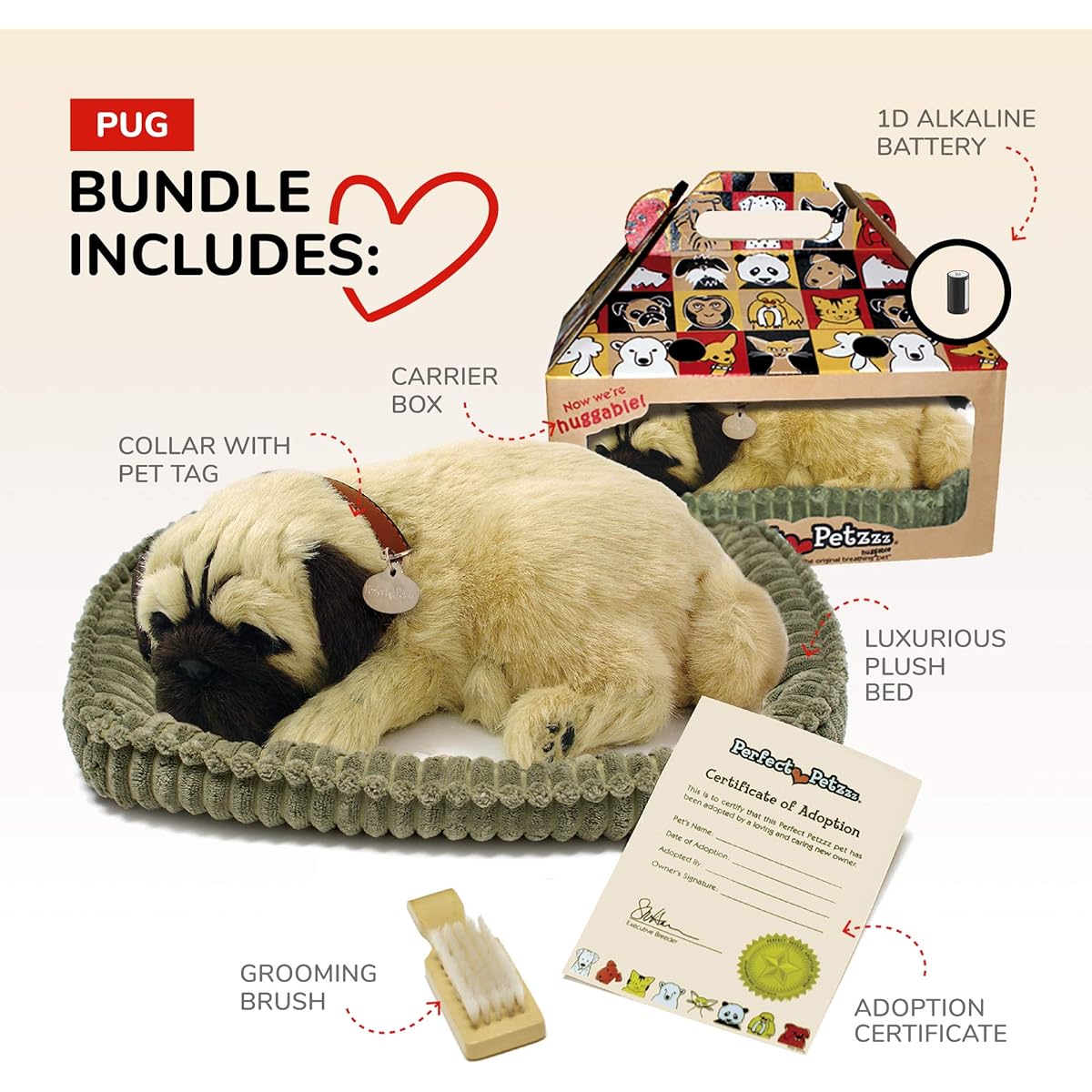 Perfect Petzzz Sleeping and Breathing Pug Puppy New soft Version