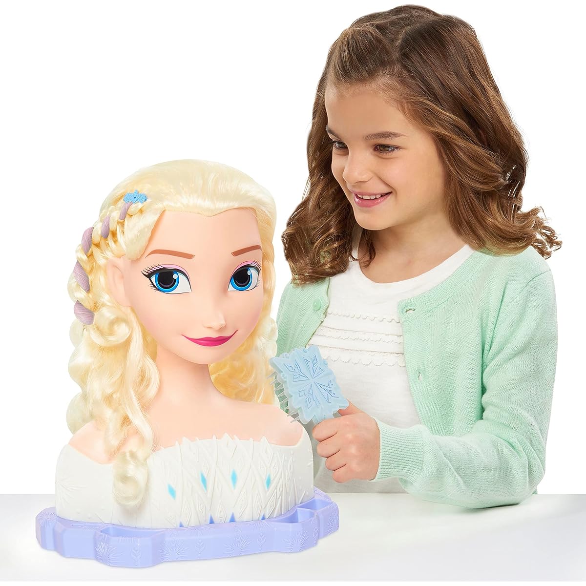 Just Play Disney Frozen Deluxe Elsa Styling Head with Blonde Hair 30 Piece Pretend Play Set Wear & Share Accessories