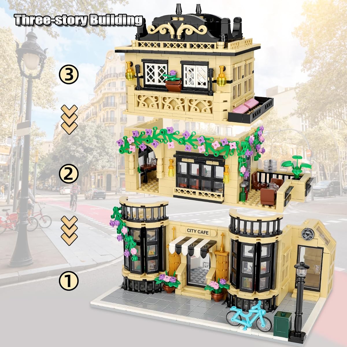 City Coffee Shop Building Blocks Set for Adults, Compatible with Lego, Creators Architects Blocks Kit for Boys (1443 Pieces)