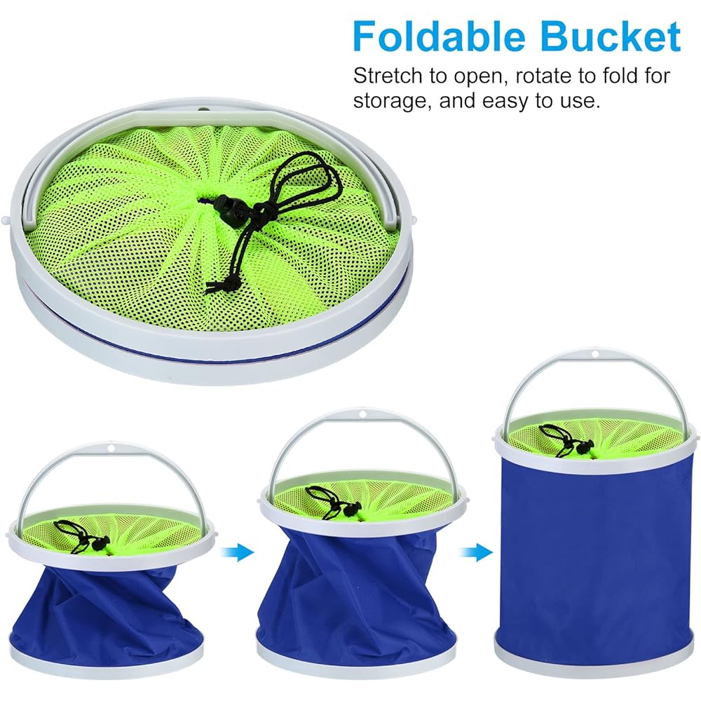 PATIKIL Fishing Bucket Water Tank Cleaning Bucket Foldable with Handle for Camping Car Wash 11L Blue