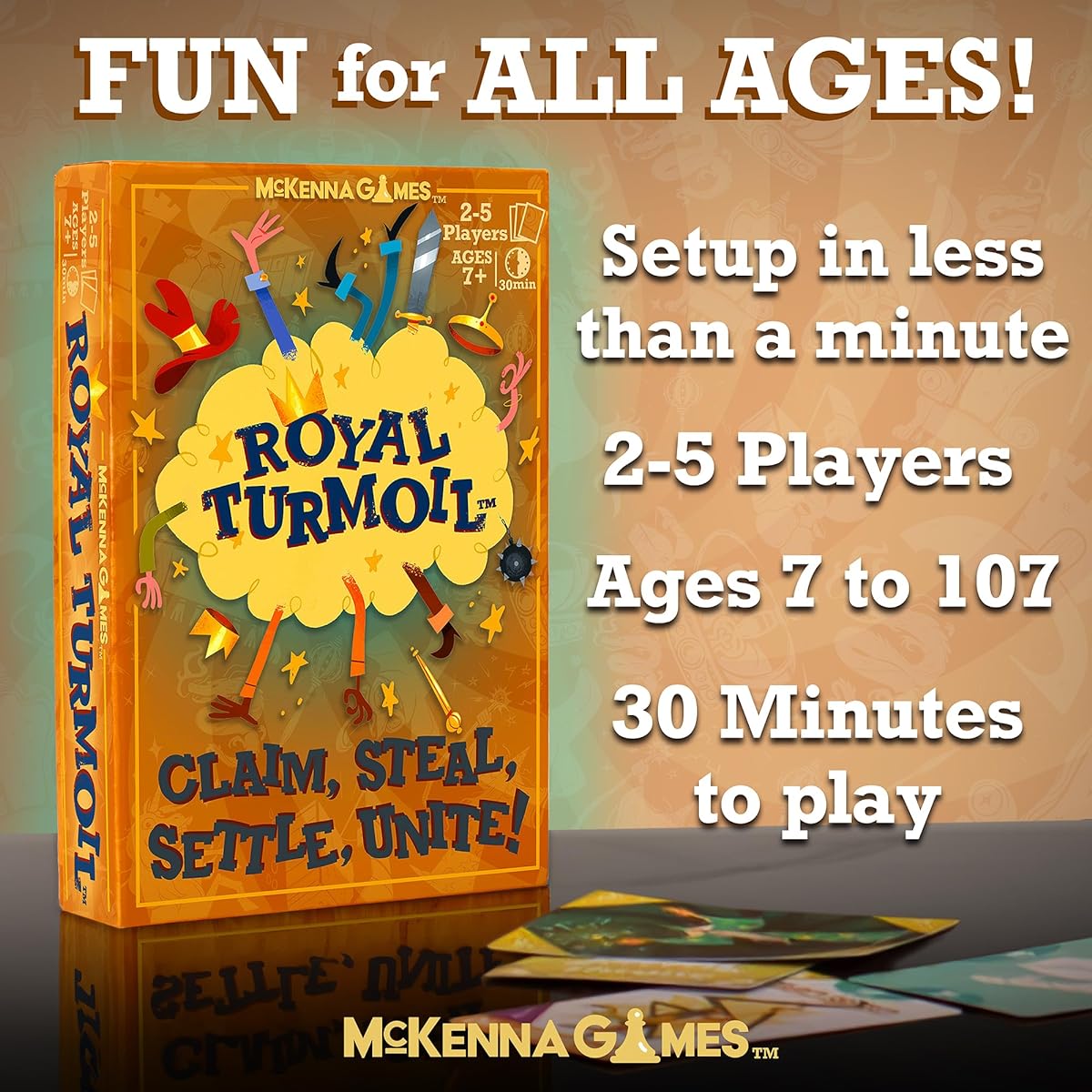McKenna Games Royal Turmoil - Strategic Family Card Game for All Ages and Skill Levels, Perfect for Game Night! Great Gift, Compact, Easy Set Up, Fun, Exciting, and Engaging for Kids and Adults