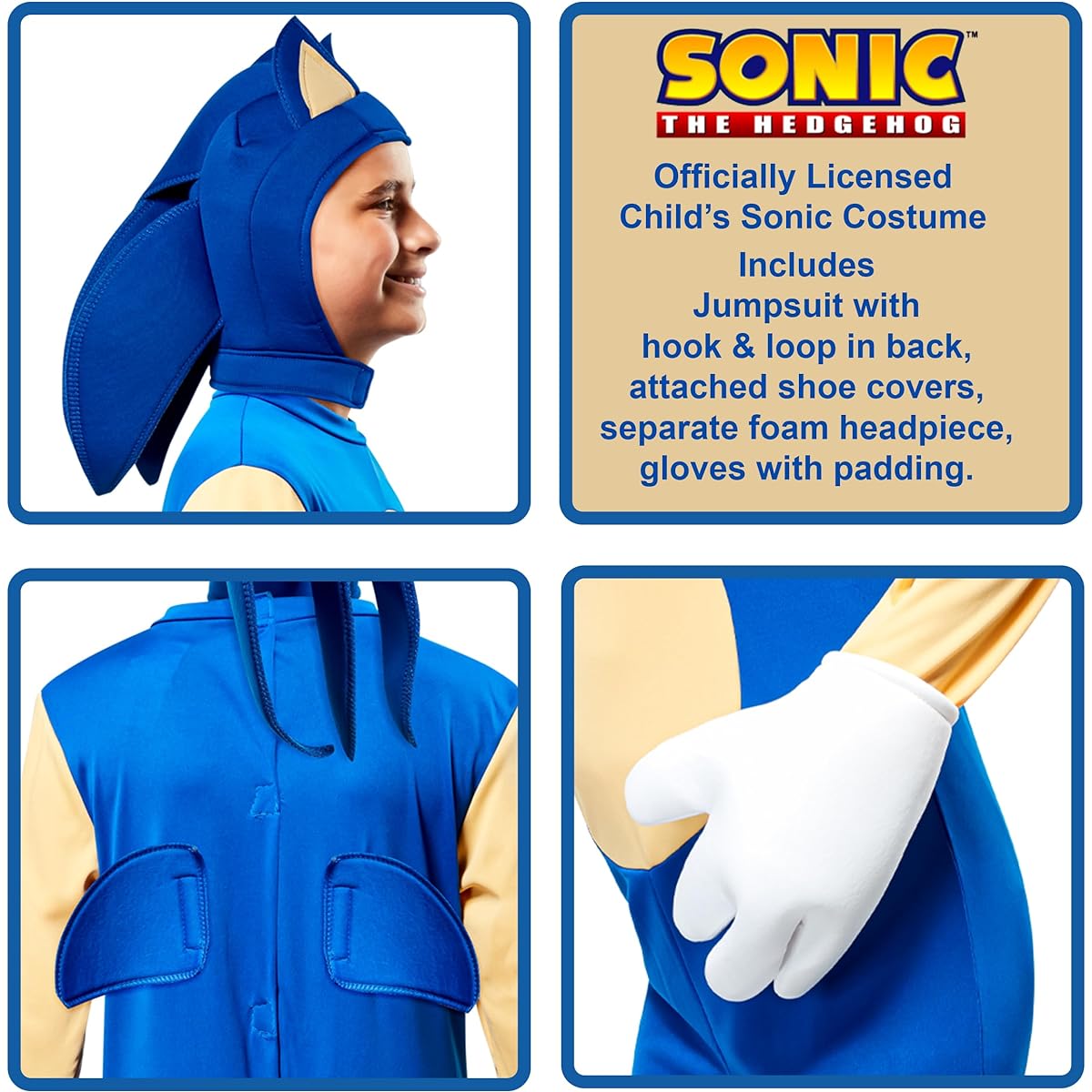 Sonic the Hedgehog Costume, Costume for Boys Game Character DLX. SONIC Size: M