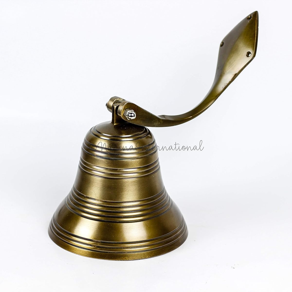 Nagina International Premium Aluminum Marine Boat Decorative Bell, Nickel Plated & Antique Brass Bell, Pirate Ship Bell, Wall Decor, Antique Brass, 6 Inch