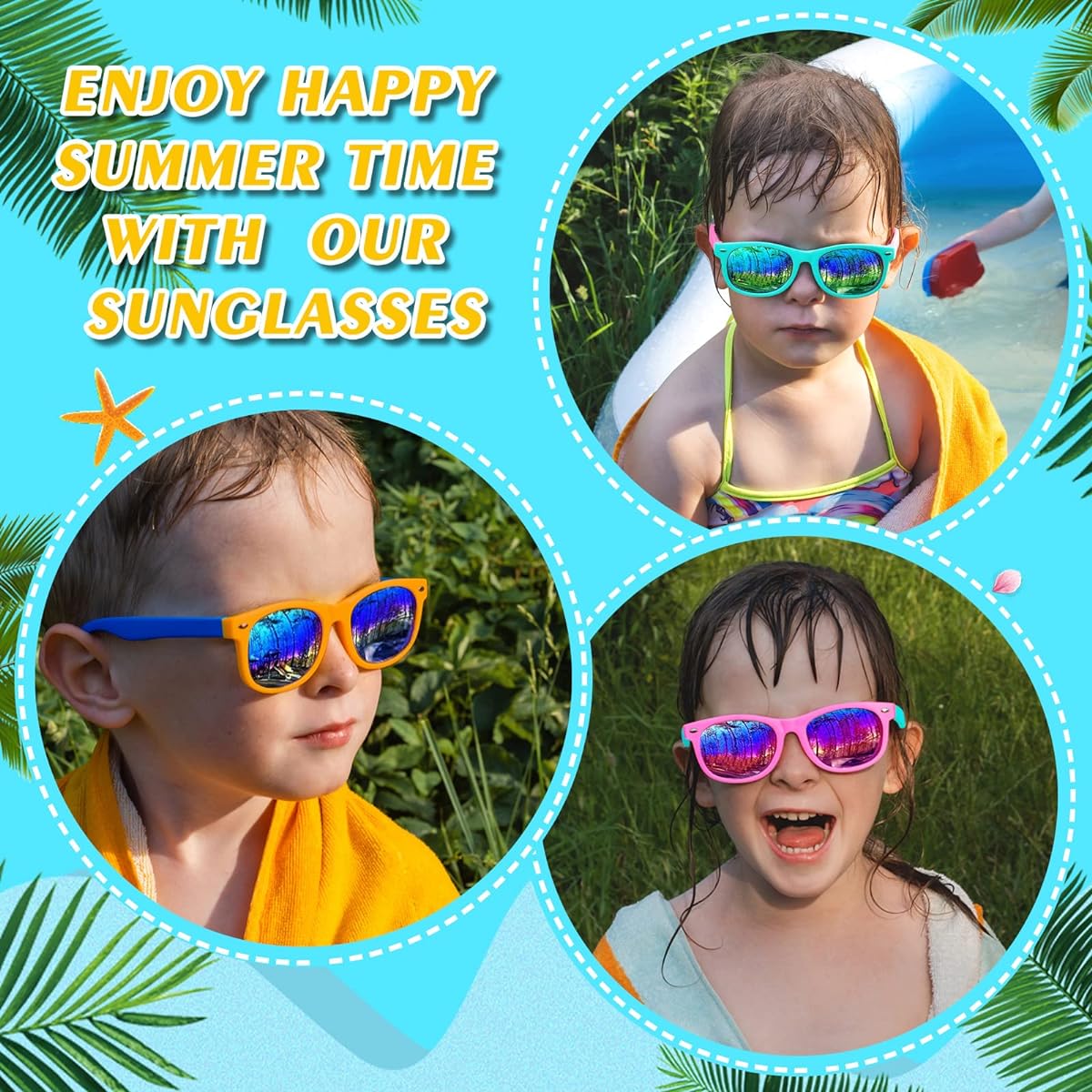 Children's Sunglasses Bulk Neon Retro Plastic Sunglasses for Kids, Colorful Novelty Sunglasses with UV400 Protection, Pack of 12
