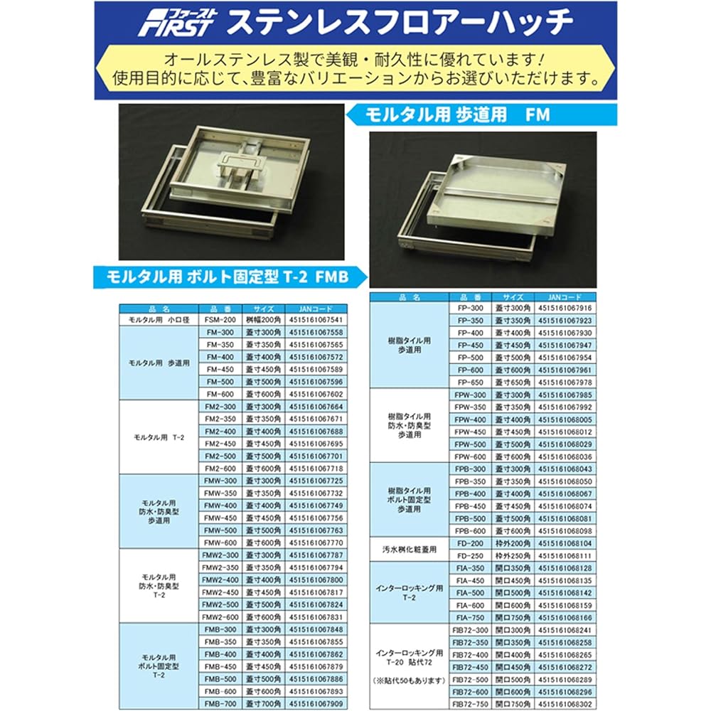 First Stainless Steel Floor Hatch for Mortar Walkway FM-400
