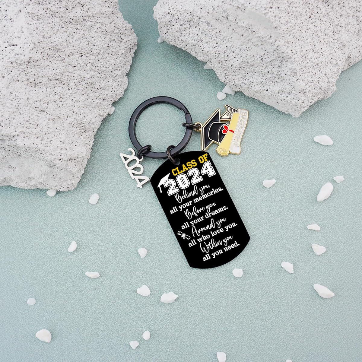 AOBIURV Christmas Stocking Stuffer Graduation Gift Gift for Her Class of 2024 Keyboard Gift Graduation Gift High School Inspirational Present Graduation Gift Graduation Gift Graduation Gift Graduation Gift High School Key Ring, Black, Small
