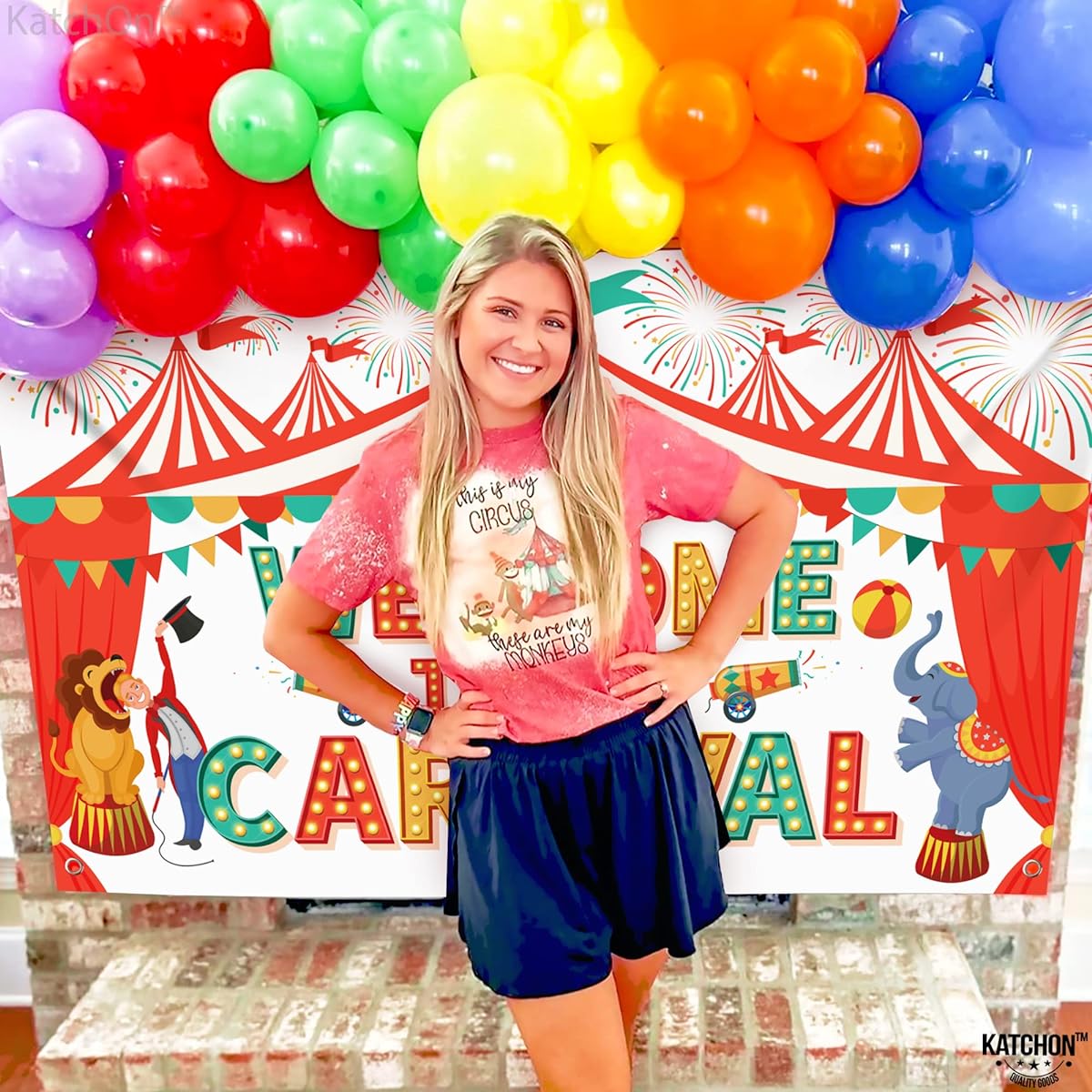 KatchOn Extra Large "Welcome To The Carnival" Backdrop - 72x44inch | Carnival Decorations, Carnival Banner for Carnival Theme Party Decorations | Carnival Games Decorations, Circus Theme Party Decorations