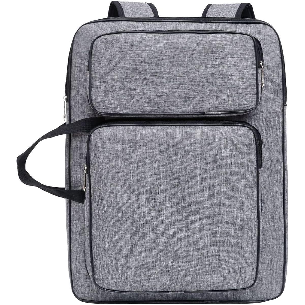 A3 Artist Portfolio Carrying Case Bag Portable Student Waterproof Canvas Shoulder Bag Painting Pad Backpack for Sketching Painting Art Supplies with Shoulder Strap and Carry Handle (Gray)
