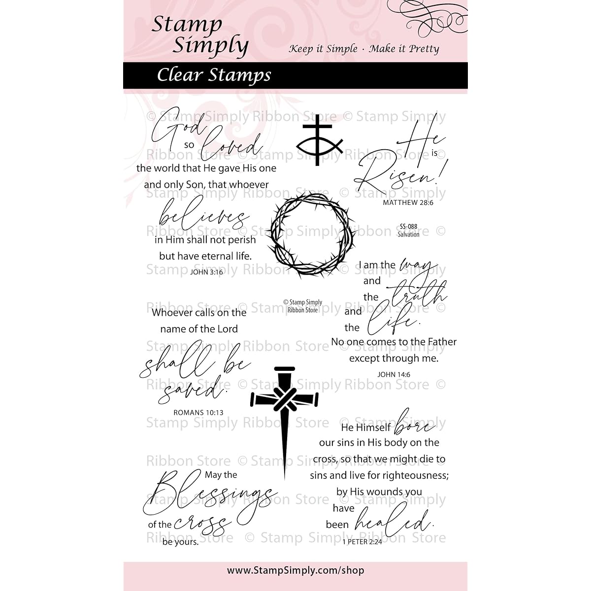 Stamps Simply Clear Stamps Salvation - Christian Religious Crafts 4x6 Sheets - 9 Pieces