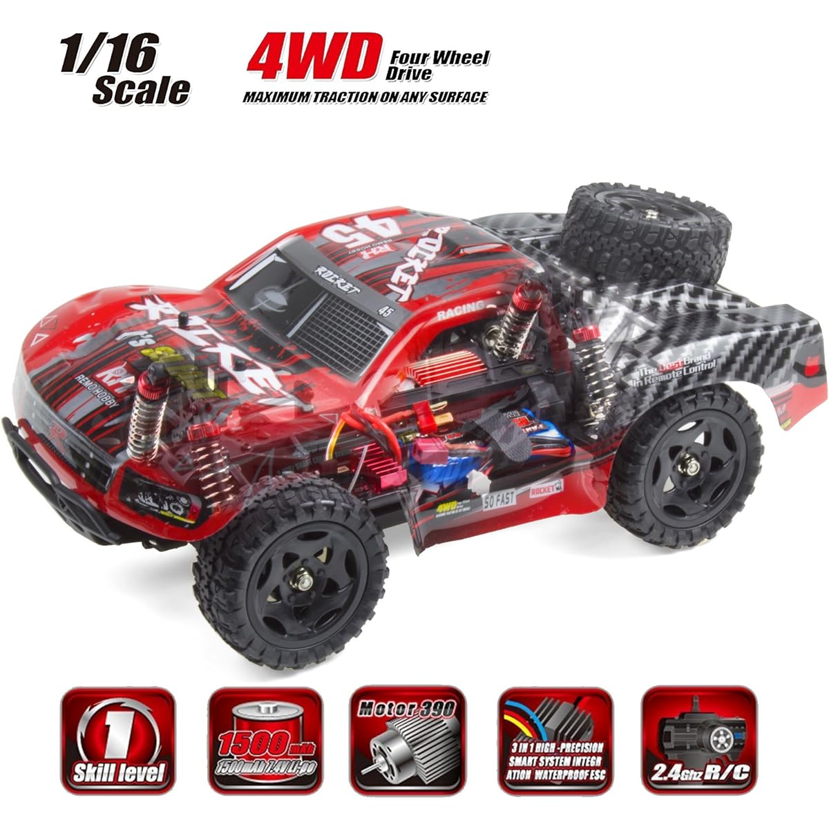 Cheerwing 1:16 Scale Short Course RC Car 40KM/H High Speed 4WD Remote Control Truck 4x4 Off-Road Remote Control Car