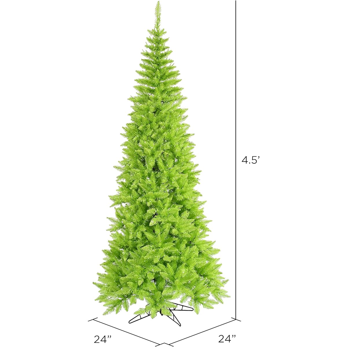 Vickerman 4.5ft Lime Fir Slim Artificial Christmas Tree - No Lights - Faux Fir Christmas Tree - Seasonal Indoor Home Decoration