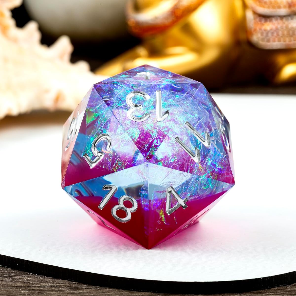 D20 DND Dice Large D20 DND Dice 33mm Sharp Edge Dice with Gorgeous Gift Box for Dungeons & Dragons (Rose)