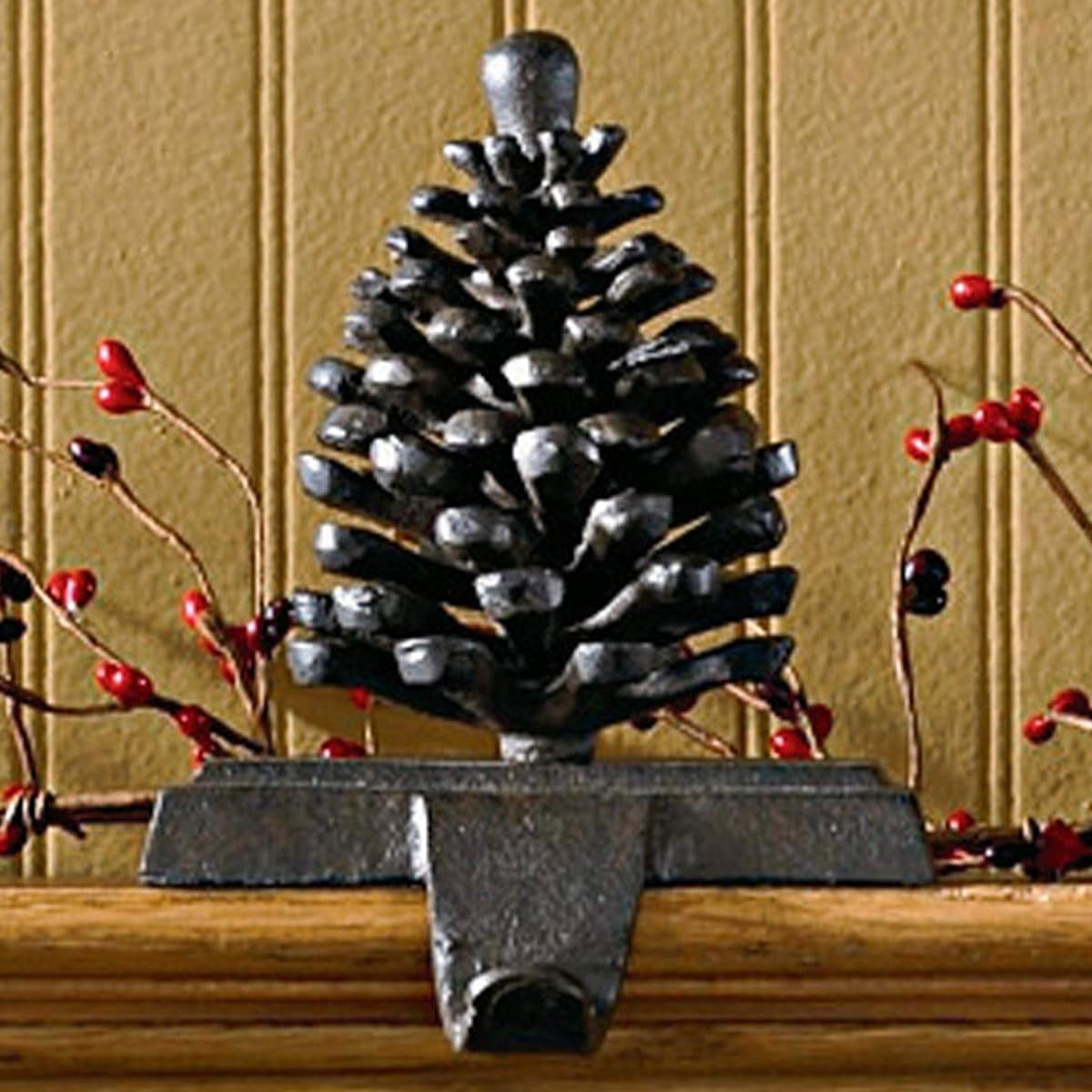 Pinecone Iron Stocking Hanger - Set of 2