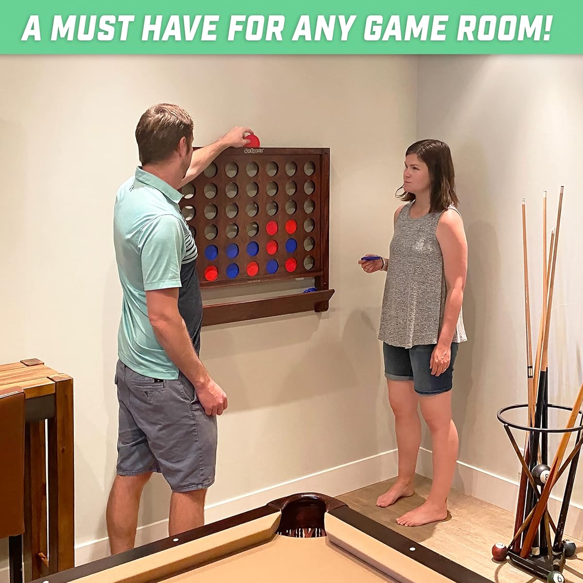GoSports Wall Mounted Giant 4 Row Jumbo with Coins Choose a Style