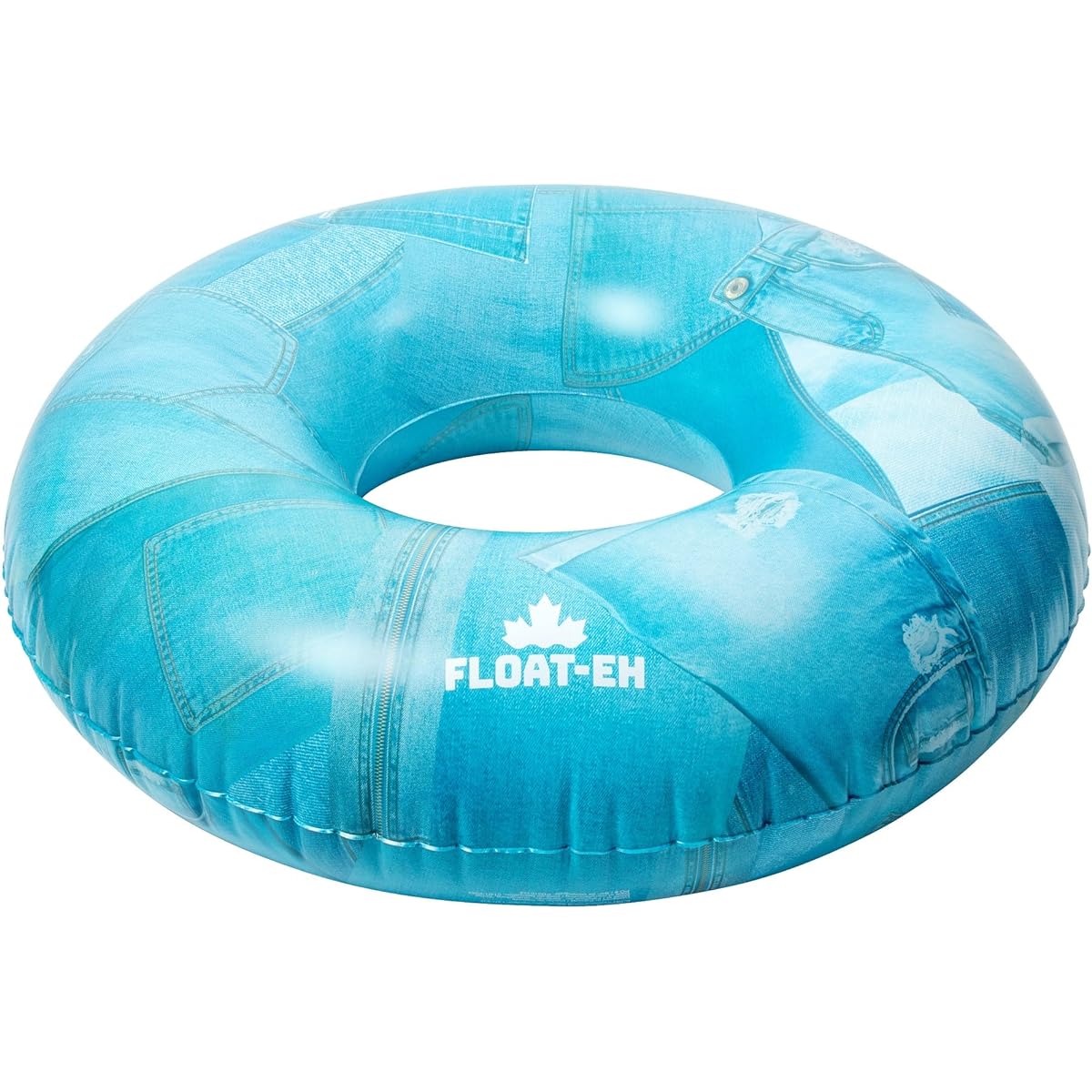 Float-EH Float Ring Denim Print Tube Adult Beach Float Thick Durable Vinyl Design Northern Inspired Float.