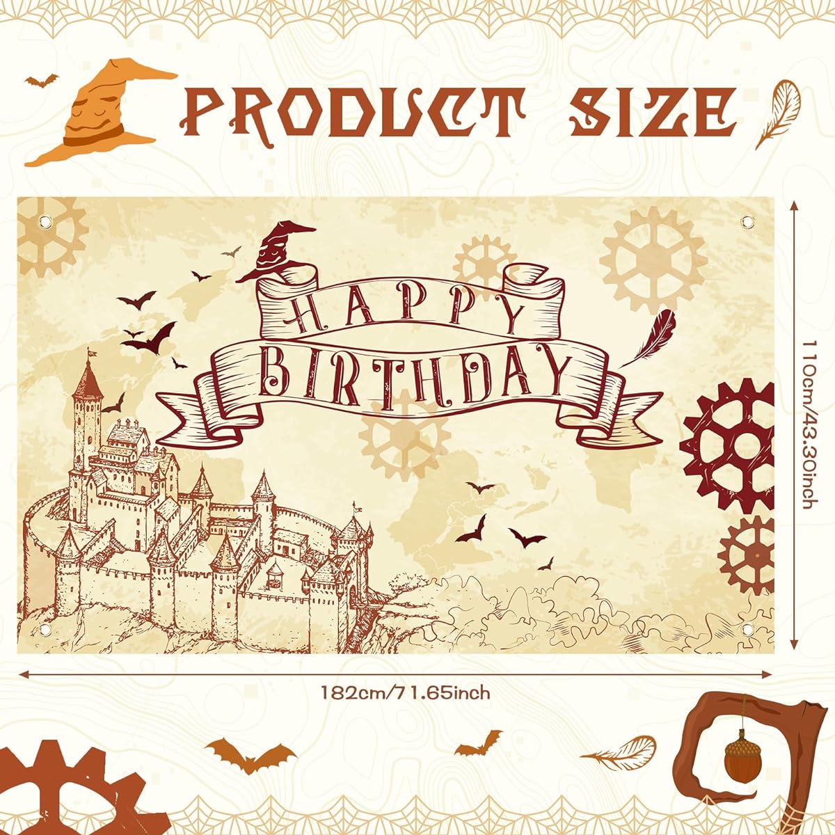 Wizard Birthday Party Supplies Wizard Backdrop Banner 6 x 3ft Happy Birthday Party Supplies Wizard Birthday Party Backdrop for Boys/Girls Birthday Decorations Indoor/Outdoor