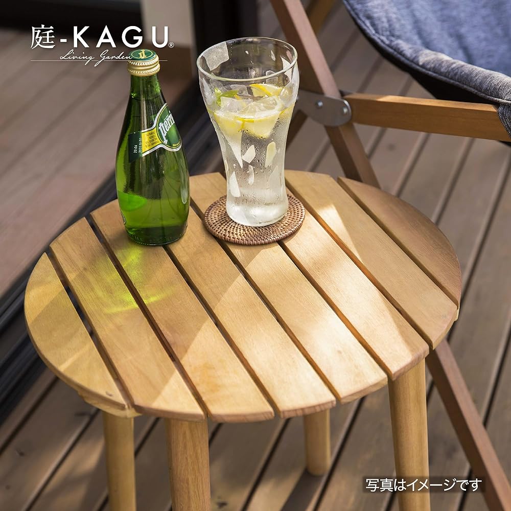 Takasho Garden Table Luna Side Table Natural Wood Eucalyptus MWF No Parasol Hole Durable Eucalyptus Wood MWF-35T