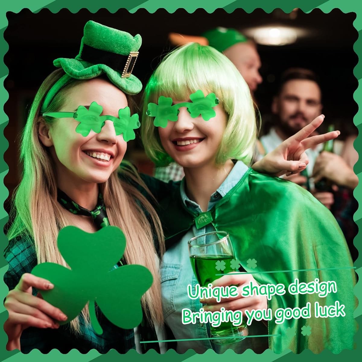 Kigeli St. Patrick's Day Shamrock Glasses Irish Green Clover Glasses Sunglasses St. Patrick's Accessories Party Favors Supplies Leprechaun Costume Dress Up Pretend Play