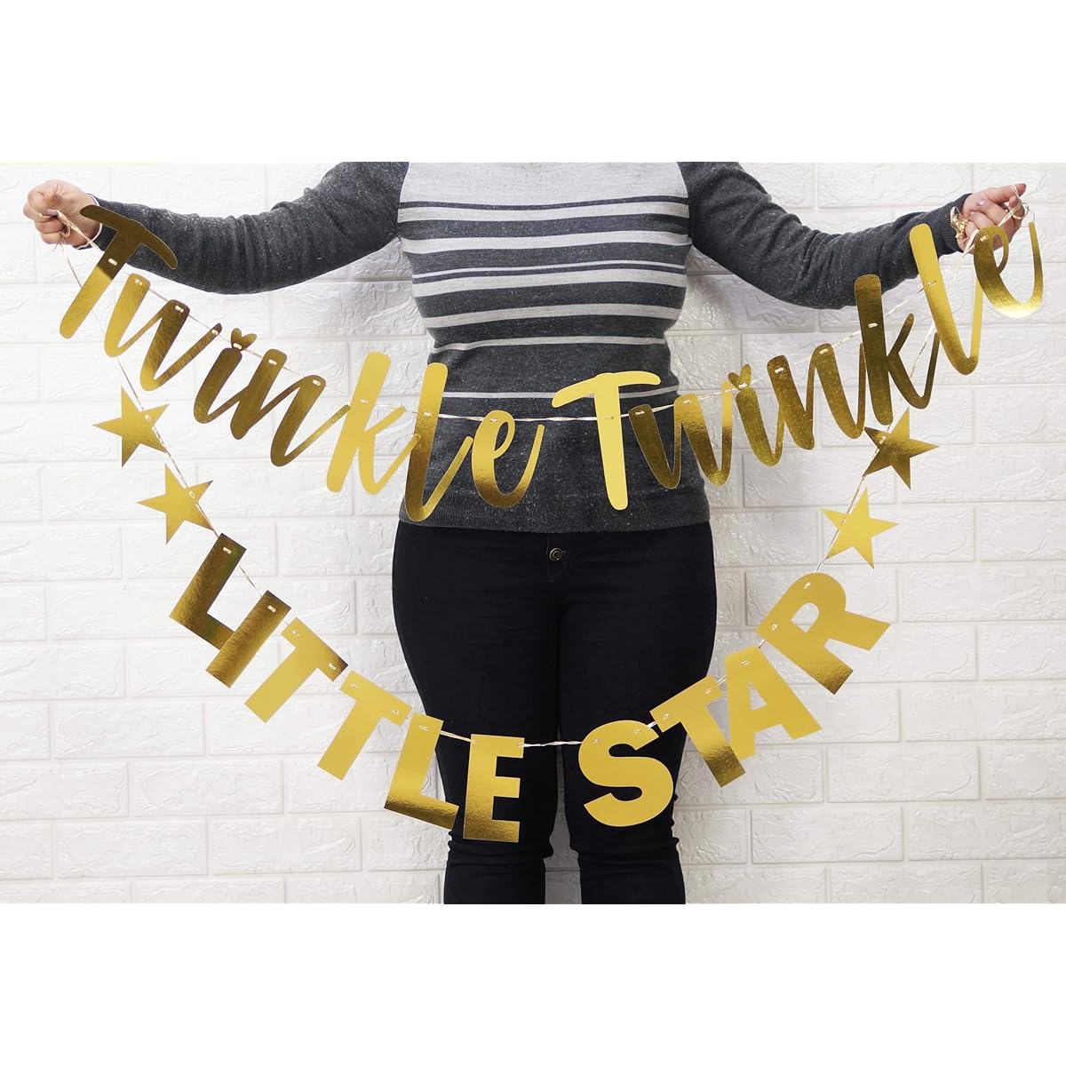 Inkdotpot Oh Baby Shower Decorations Pre-assembled Cursive Bunting Flags Metallic Silver Baby Shower Decor Gender Reveal Bunting Banner Gold PA-911898-IMS-BUNMG-3A
