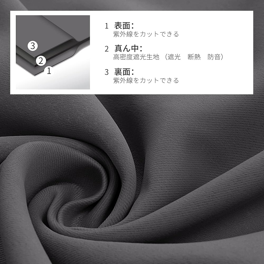 Deconovo 1st Grade Blackout Curtains, Drape Curtains, Stylish, UV Protection, Insulation, Cold Protection, Wide Range, Shape Memory Processing, Scandinavian, Energy Saving Measures, Day/Night Blindfold, 2 Pieces, Width 150cm Length 200cm, Gray