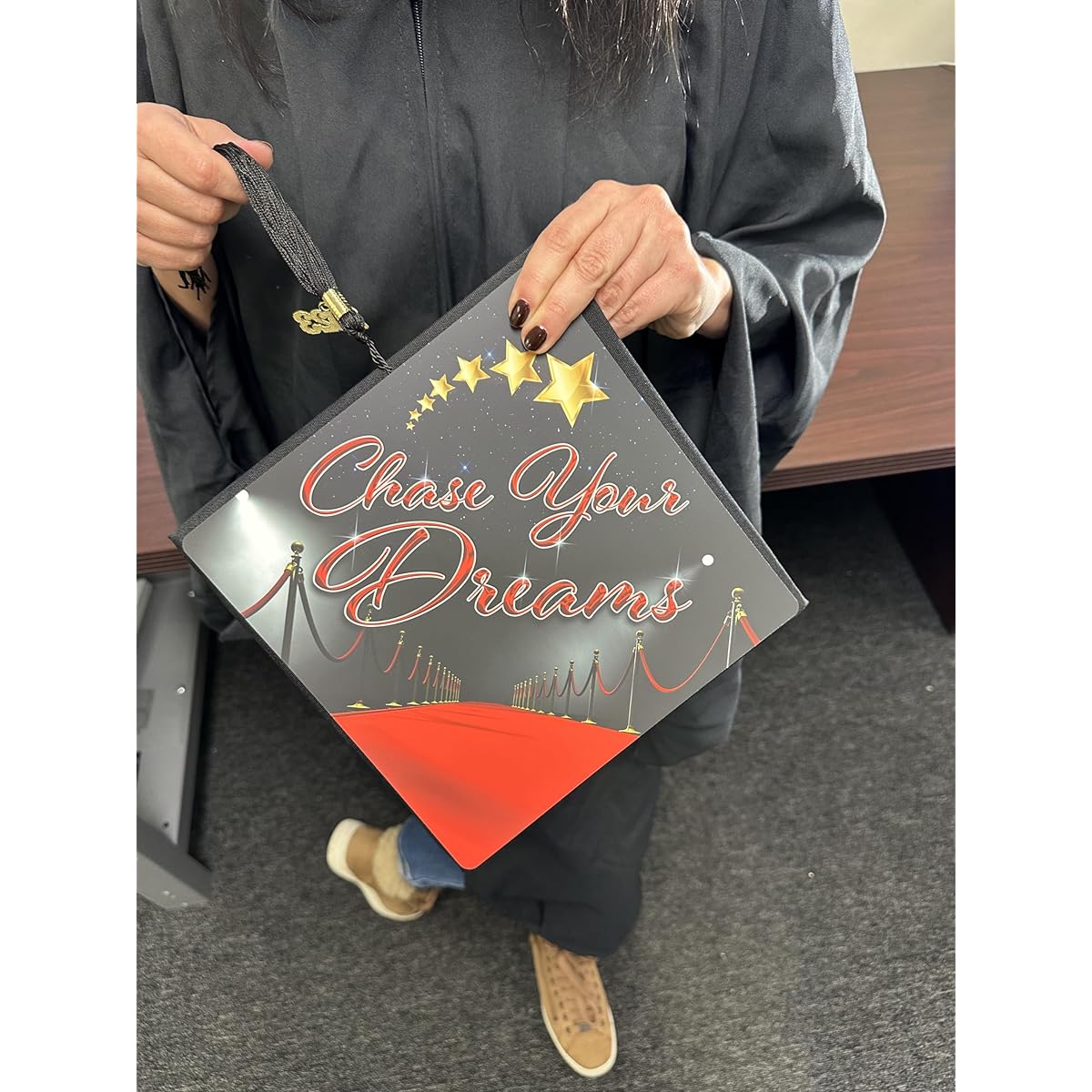 Tassel Topper Chase Your Dreams Graduation Cap Embellished Graduation Cap Graduation Cap