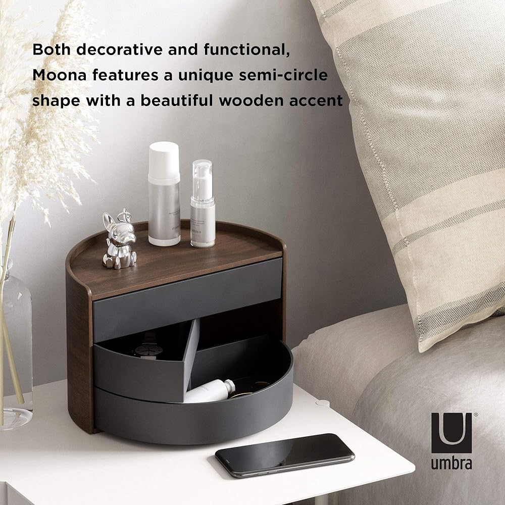 umbra Accessory Storage Box Jewelry Box Case Accessory Storage Black MOONA 21014748048 W25×D18×H15cm