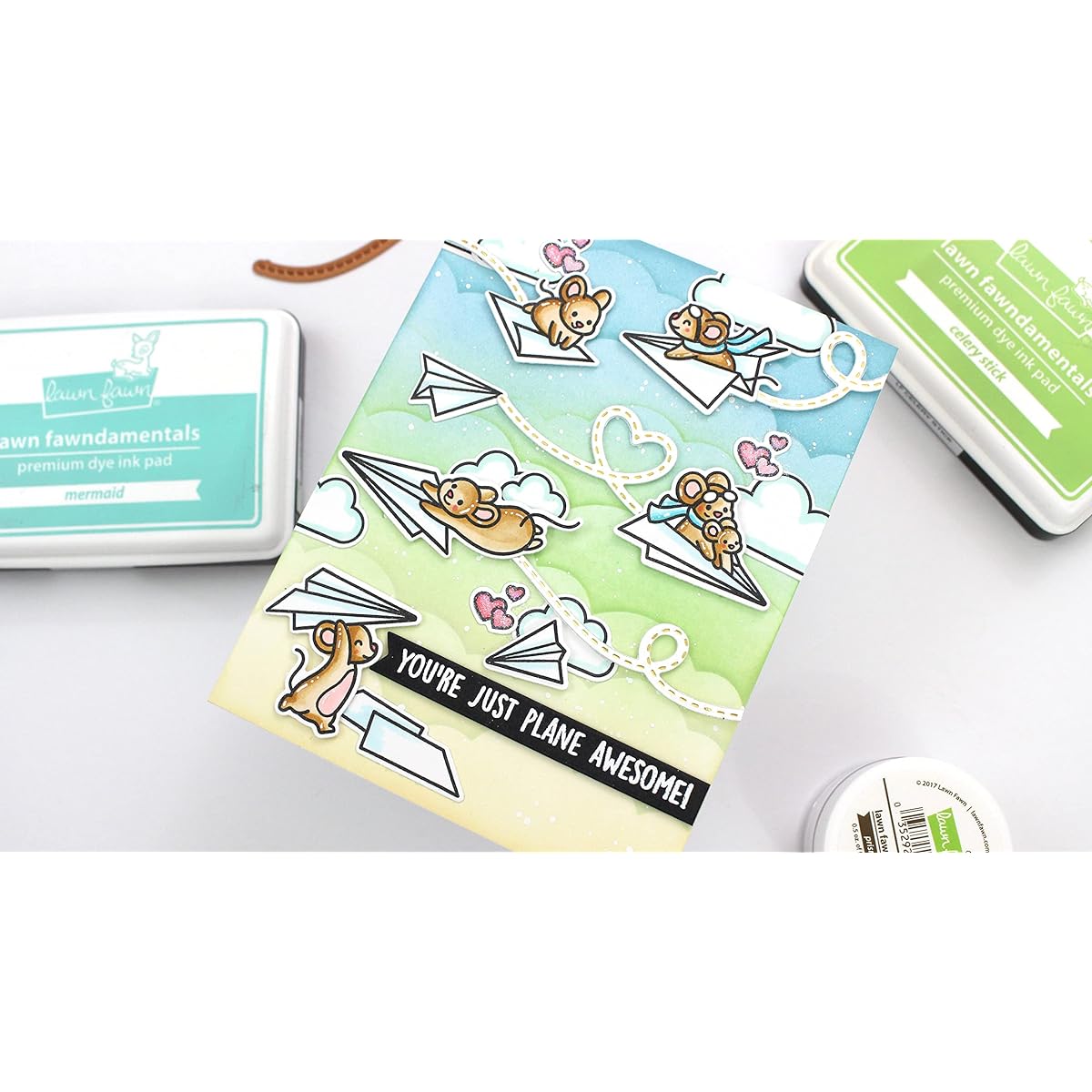 Lawn Fawn Just Plane Awesome 4"x6" Clear Stamps and Coordinating Dies Carnora Storage Pocket Set of 3