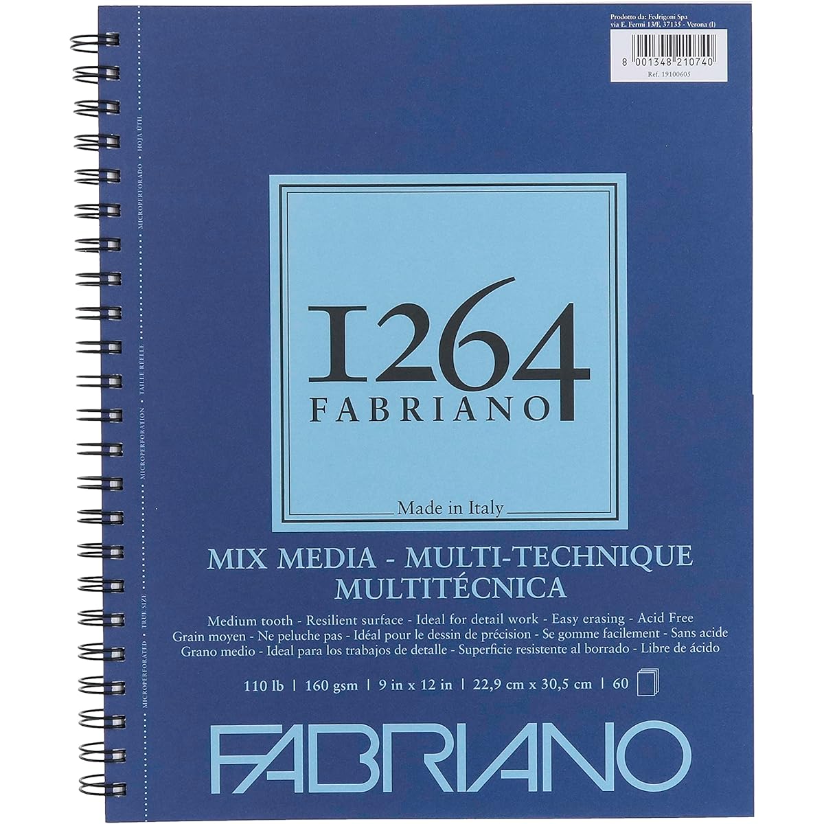 Fabriano 1264 Mixed Media Pad 9 x 12 inches, White