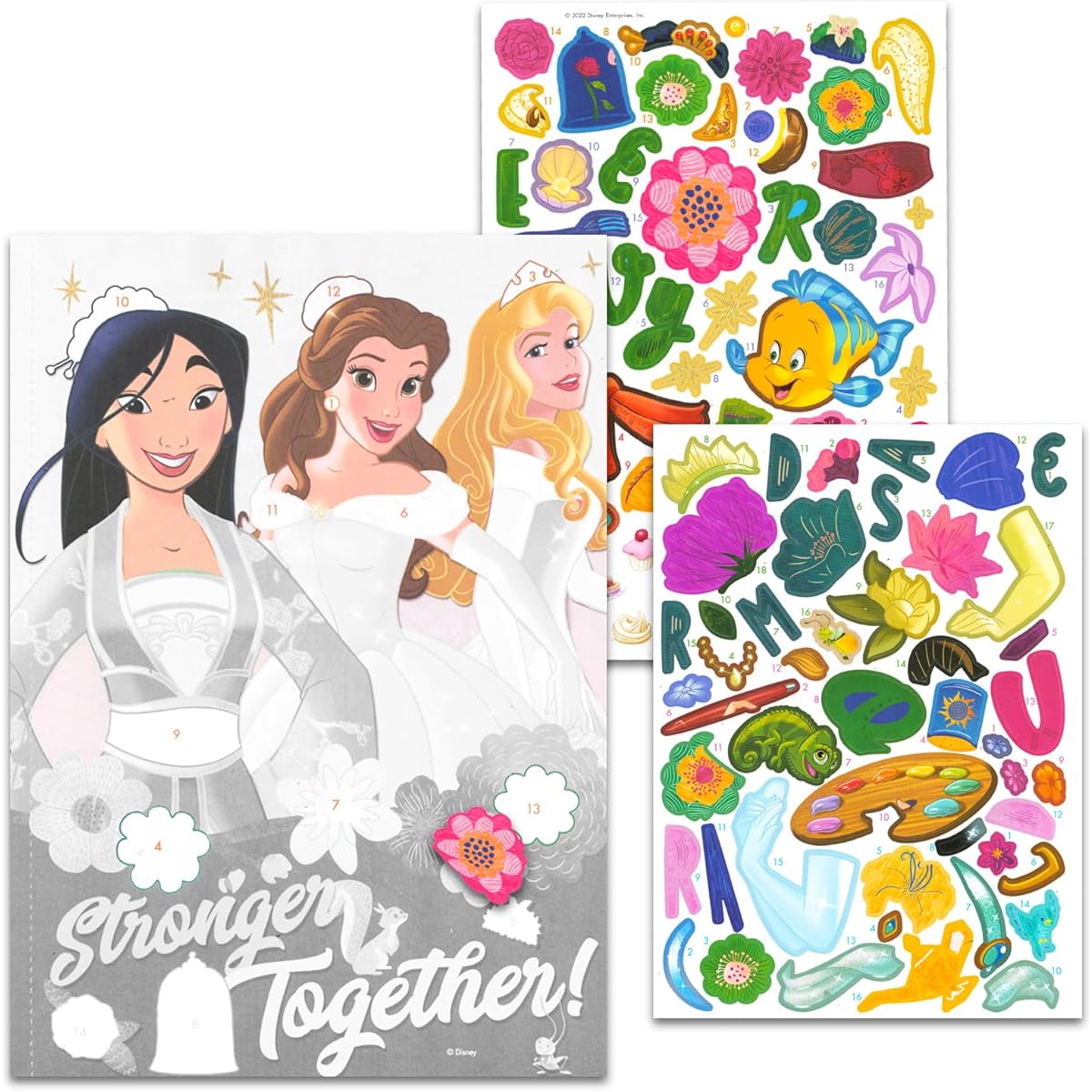 Sticker by Number Books for Girls - Set of 3 Number Book Stickers Disney Princess Peppa Pig My Little Pony Sticker Mosaic