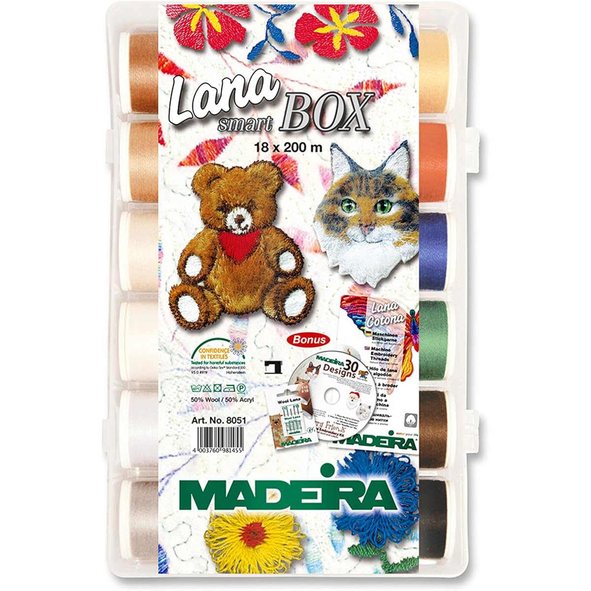 Madeira 93128051 SmartBox Lana No 12 Wool 18 Roll Set 220 Yards