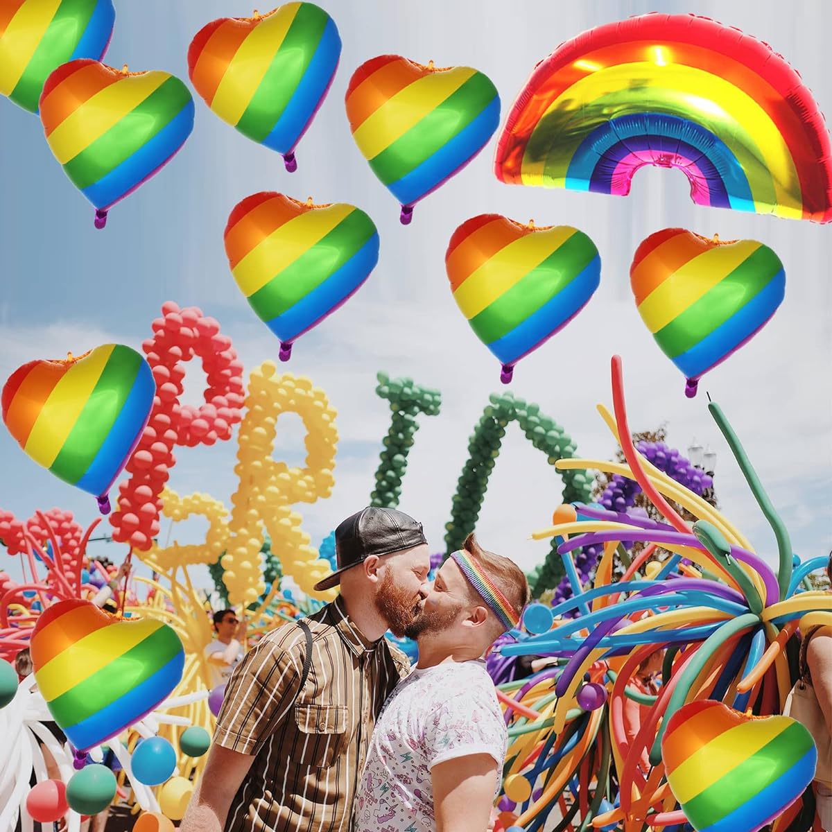 Gay Pride Foil Balloons Party Decorations Love is Love Rainbow Balloons LGBT Pride Moon Mylar Balloons Pride Parade Decorations