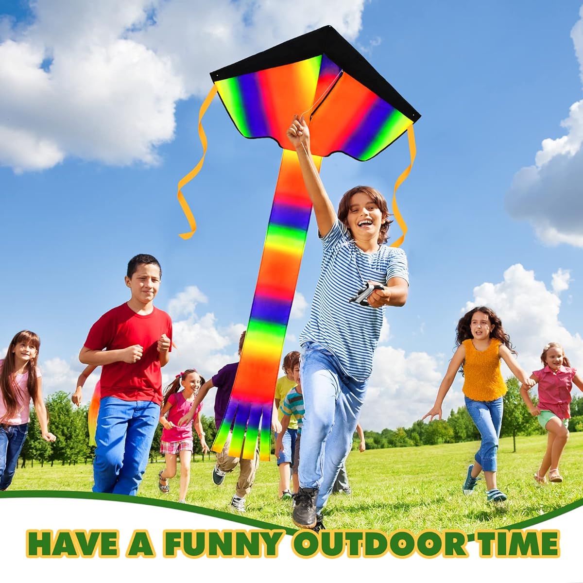 6 Pieces Large Kite for Kids Adults Classic Rainbow Octopus Butterfly Dragonfly Mermaid Kite Easy to Fly 109 Yard Flying Line for Boys Girls Outdoor Games Activities 6 Styles