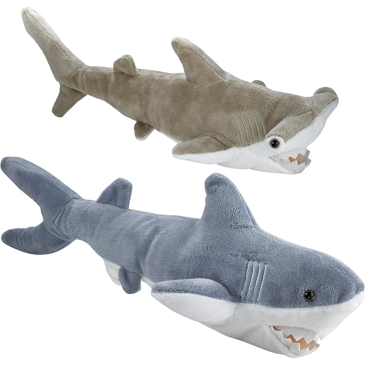 Bedwina Shark Stuffed Animal - Large 14" Mako & 13" Hammerhead Stuffed Shark Plush Toy Stuffed Animal Animal Toy for Babies Toddlers Kids