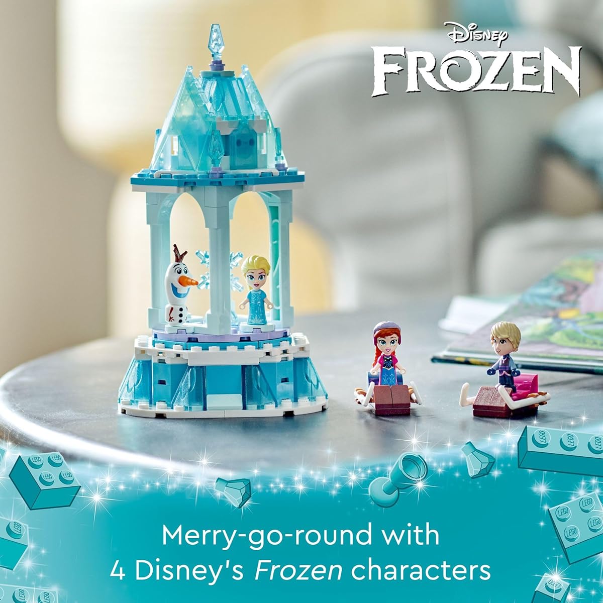 LEGO Disney Frozen Anna and Elsa's Magical Carousel 43218 Ice Palace Building Toy Set with Disney Princesses Elsa and Anna Olaf, 6th Birthday Gift